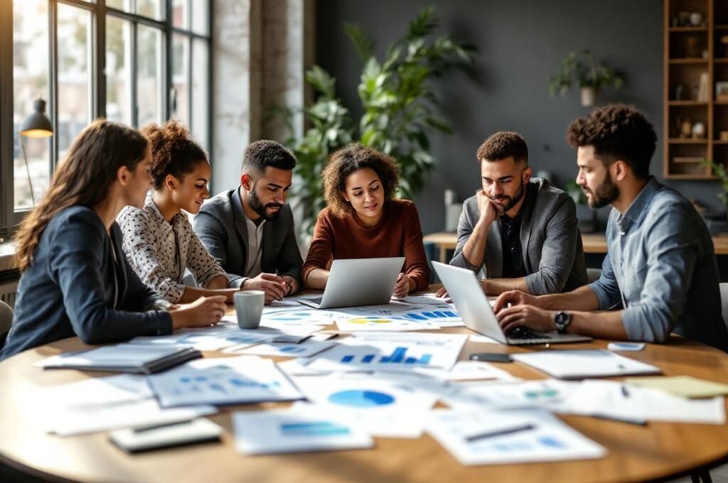 six collaborateurs autour d'une table de réunion